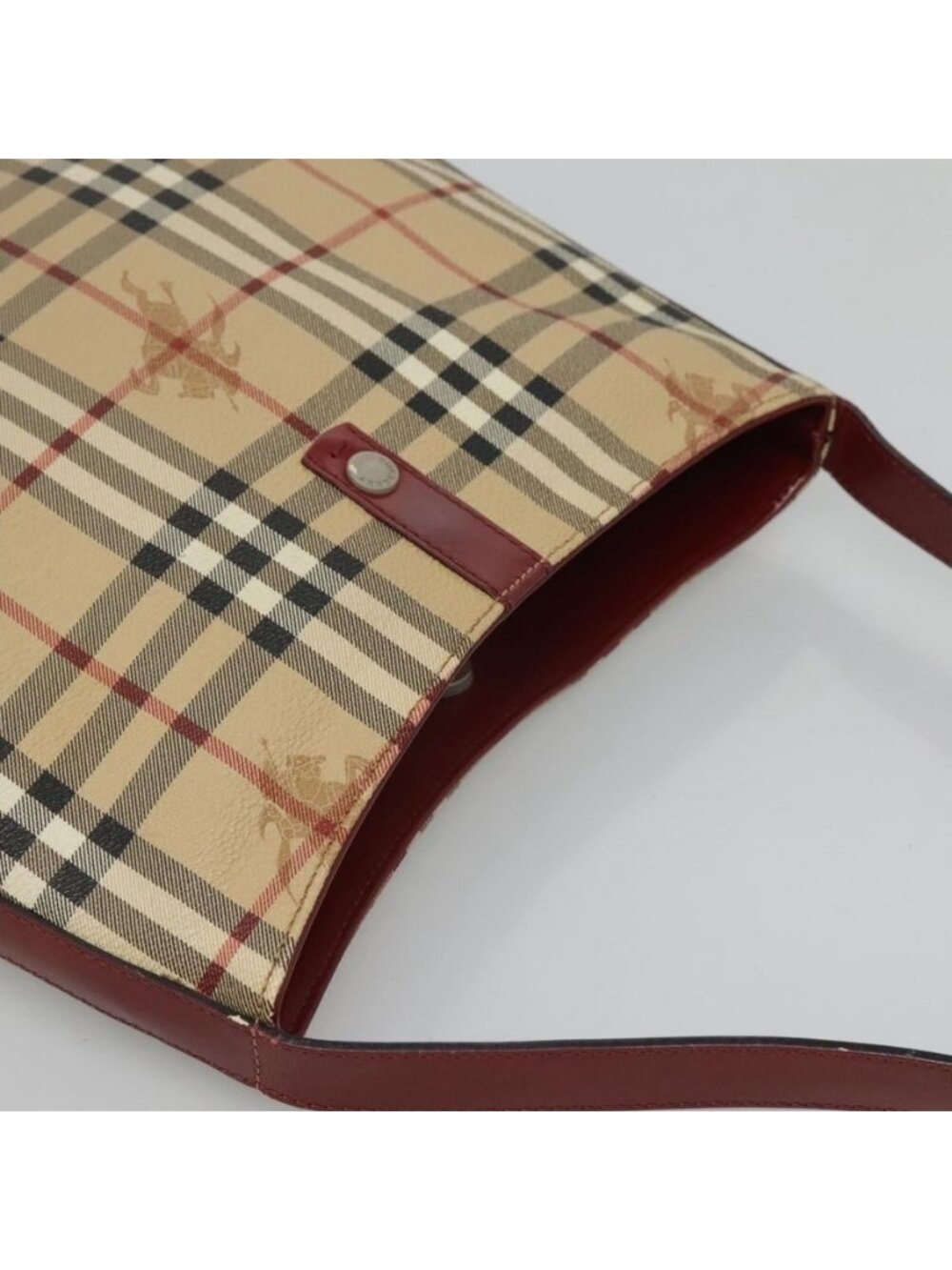 Authentic BURBERRY Nova Check Shoulder Bag PVC Beige Silver - Picture 13 of 16